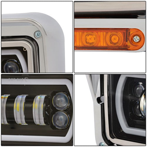 Solid Spare Pair Full Led Headlights For Kenworth T800 Peterbilt Freightliner Western Star
