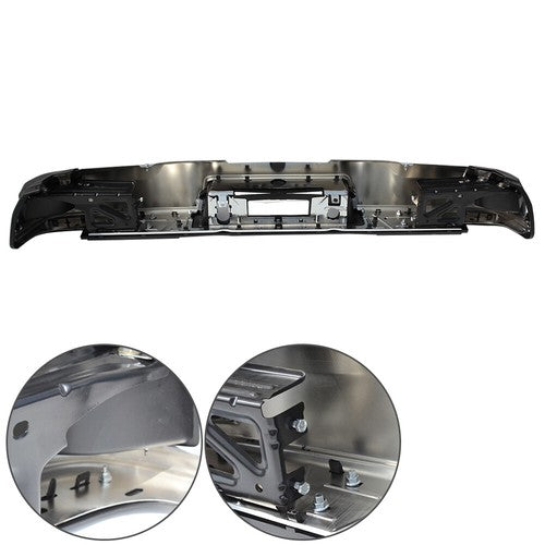 Solid Spare For Silverado 1500 GMC Sierra 1500 2014-2018 Rear Step Bumper Assembly Chrome
