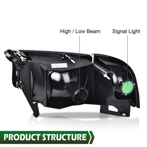 Solid Spare Amber Corner Black Headlights Assembly Fit For 94-02 Dodge Ram 1500 2500 3500