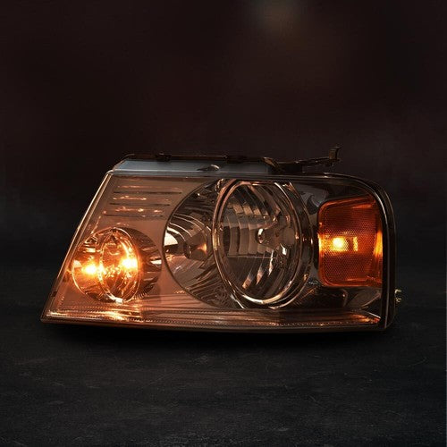 Solid Spare Headlights Fit For 2004-2008 Ford F-150 F150 Pickup Smoke Lens Amber Corner Pair
