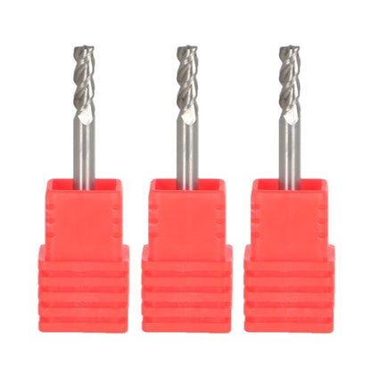 Solid Spare 3Pcs 1/8" 3 Flute Regular Length Carbide End Mill for Aluminum X 3/8" Cut Length