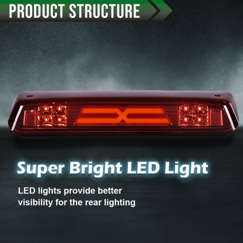 Solid Spare Fit For 04-08 Ford F-150 LED 3rd Third Brake Light Cargo Lamp Red/Chrome