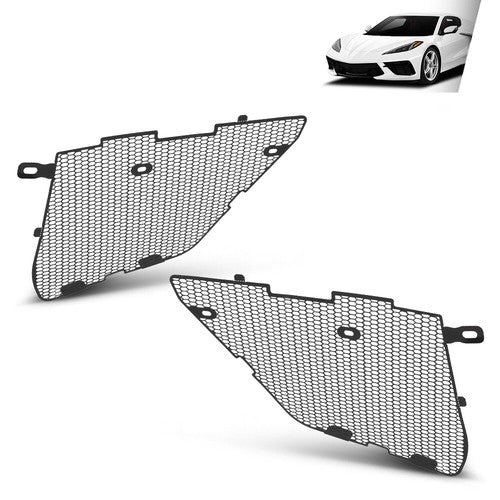 Solid Spare Fit For 2020-2025 Corvette C8 Aluminium Radiator Mesh Grill Grille Guards Covers