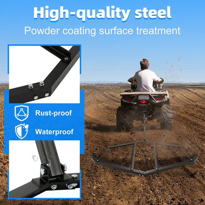 Solid Spare Tow Behind Drag Harrow for ATV UTV And Garden Lawn Tractor with 72" Width