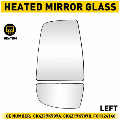 Upper+Lower Mirror Glass Left Driver Side For 2015-21 Ford Transit 150 250 350