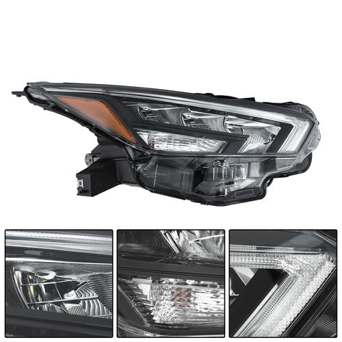 Solid Spare LED Chrome Headlight Replacement Fit For Nissan Versa 2020-2021 Right Clear Lens