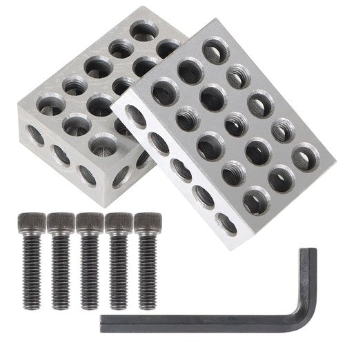 Solid Spare 8 Piece 1-2-3 123 Precision 23 Hole Block Set With Screws & HEX KEY Case New