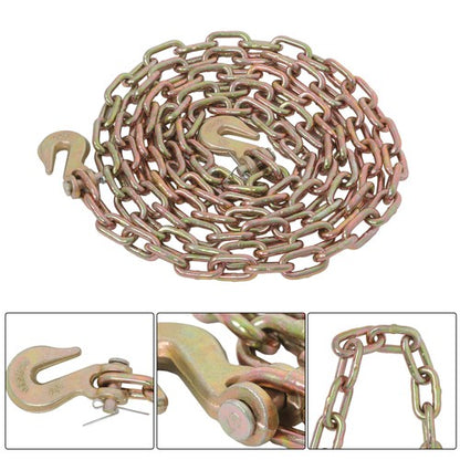 Solid Spare G70 V-Chain Large J-Hooks Flatbed Tow 1/4" 12' Truck Rollback Wrecker Carrier
