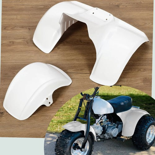 Solid Spare For Honda ATC70 ABS Painted White Front and Rear Fender Set 1978-1985