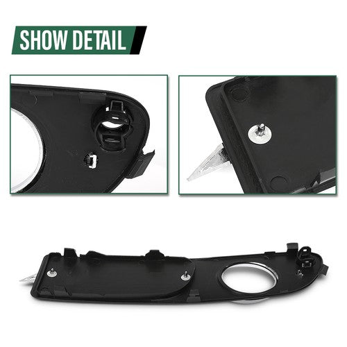 Solid Spare Fog Light Bezel Lamp Cover w/ Chrome Trim Right Side Fit For 2007-2013 Volvo S80