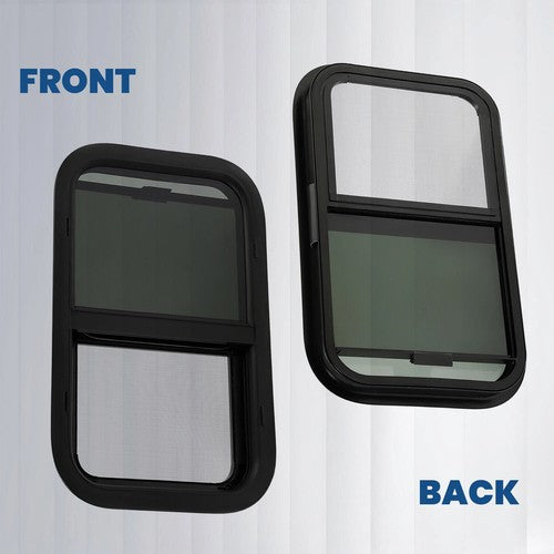 Solid Spare 24" x 15" For Camper Cargo Trailer Slider RV Window W/ Trim Ring Screen Black