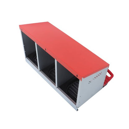 Solid Spare Red Chicken Egg Laying Box With Lided Cover Chicken Nest Boxes Coop Metal 3 Hole
