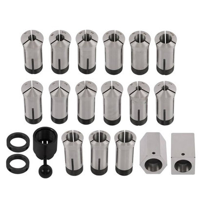 Solid Spare Precision 15 Piece 5C 1/8 - 1" Fractional Collet Set and 5 Pcs Collet Block Set