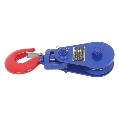 Solid Spare 4 Ton Snatch Block with Hook - 8800lbs Capacity, 4.5" Sheave, 1/2" Wire Rope