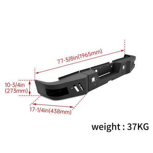 Solid Spare Rear Bumper Steel For 2010-2018 2019-2024 Ram 2500 3500 w/ LED lights Bolt Kits