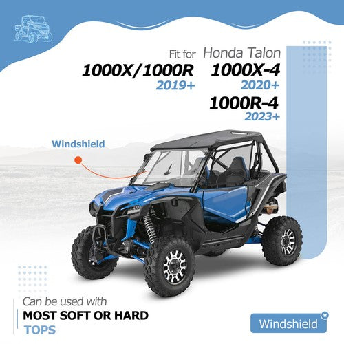 Solid Spare 2-IN-1 Coated Windshield Flip Scratch Resistant For Honda Talon 1000X1000R 2019+