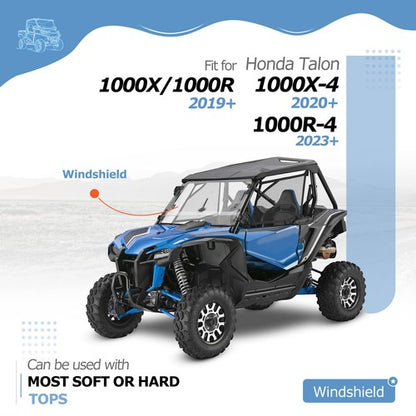 Solid Spare 2-IN-1 Coated Windshield Flip Scratch Resistant For Honda Talon 1000X1000R 2019+
