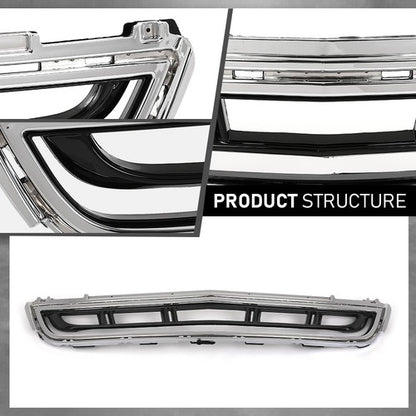 Solid Spare Fit For 2013-2017 Cadillac XTS Front Bumper Lower Grille Grill w/ Chrome Trim