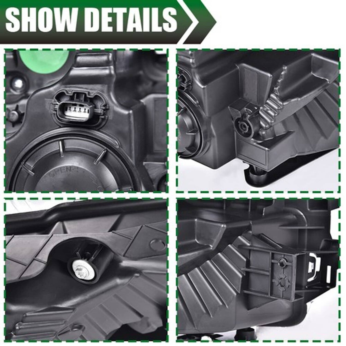 Solid Spare Fit For 2015-2017 Ford F150 Pickup Clear Corner Black Headlights Left+Right