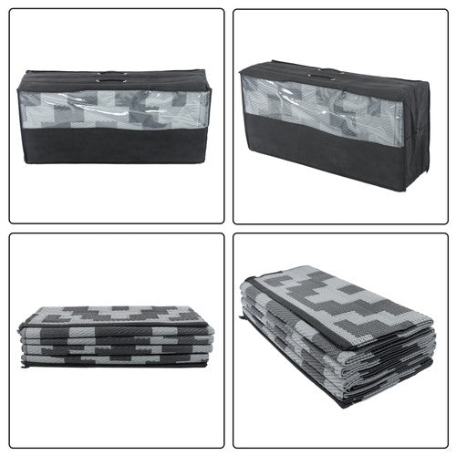 Solid Spare Waterproof Outdoor Rug Outdoor Plastic Straw Rug 9x12FT Black Gray Camping