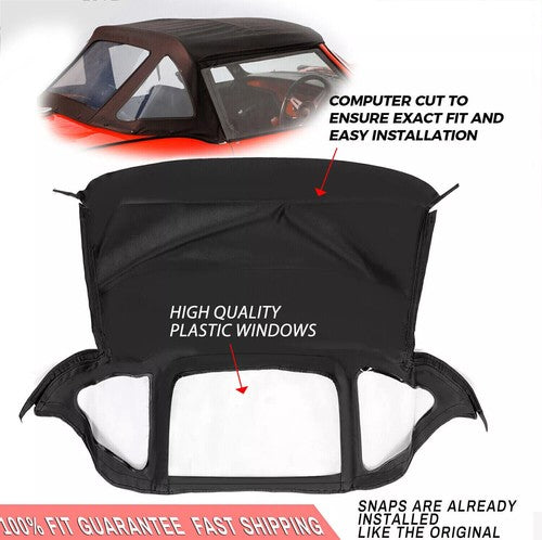 Solid Spare For 71-81 Triumph Spitfire Convertible Soft Top Replacement w/ Plastic Windows