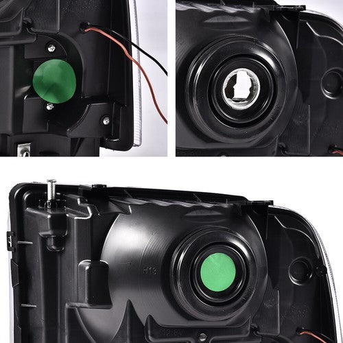 Solid Spare LED DRL Headlights For 2005-2007 Ford F250 F350 F450 F550 Super Duty LH+RH Pair