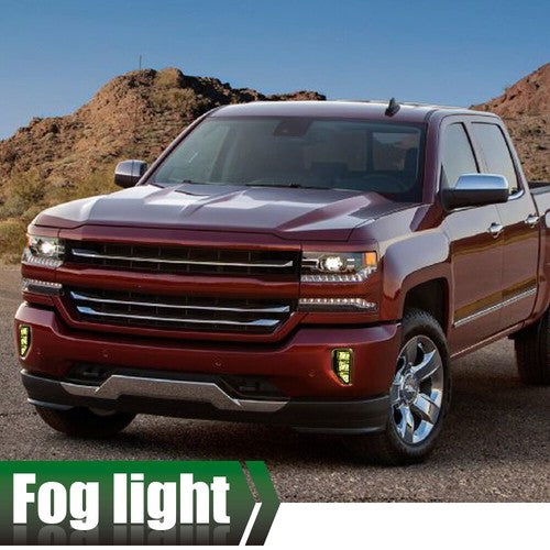 Solid Spare Bumper Lamps+Switch Yellow Fit For 16-18 Chevy Silverado 1500 LED Fog Lights