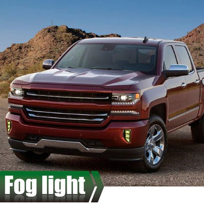 Solid Spare Bumper Lamps+Switch Yellow Fit For 16-18 Chevy Silverado 1500 LED Fog Lights
