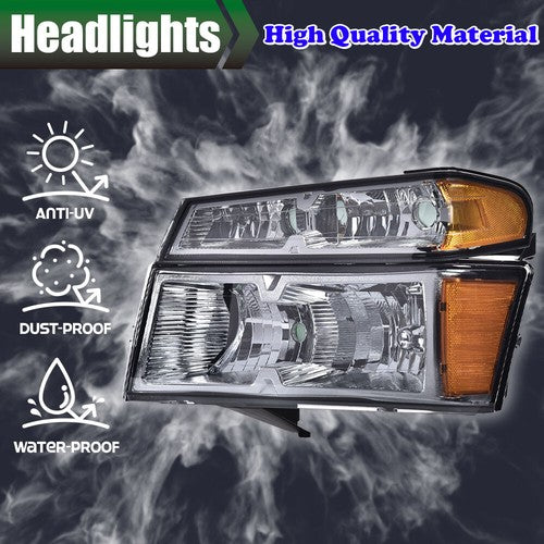 Solid Spare Headlights Assembly + Bumper Lights Fit For 2004-2012 GMC Canyon Chevy Colorado