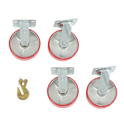 Solid Spare 4 Pack Swivel Caster Wheels 6" × 2" Polyurethane 4800Lbs (2 Swivel & 2 Rigid)