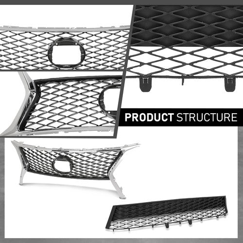 Solid Spare Front Bumper Upper & Lower Grille Fit For 2013-2015 Lexus RX350 F-Sport Style