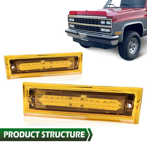 Solid Spare Fit For 1981-1991 GMC Chevy Pickup Truck LED Front Side Marker Lights Amber