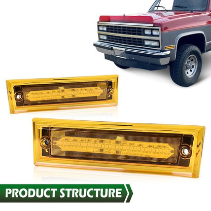 Solid Spare Fit For 1981-1991 GMC Chevy Pickup Truck LED Front Side Marker Lights Amber