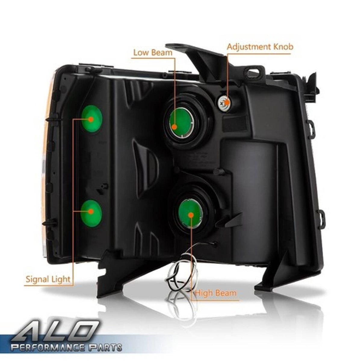 Solid Spare Fit For 07-14 Chevy Silverado Amber Corner Black Housing LED DRL Headlights