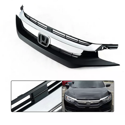 For 2016 2017 2018 Honda Civic 10th Sedan Front Upper Bumper Chrome Grill Grille