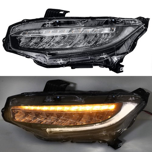 Solid Spare For Honda Civic 2016-2019 LED Headlight Headlamp Clear Housing Driver/Left Side
