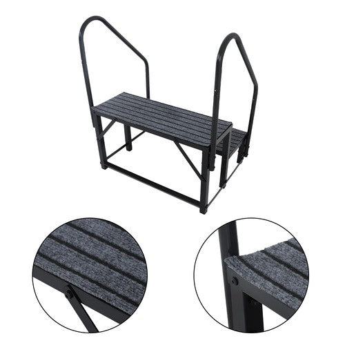 Solid Spare 2 Step 660lbs RV Stairs Load Capacity Step Ladder Outdoor RV Steps (w/ Handrail)