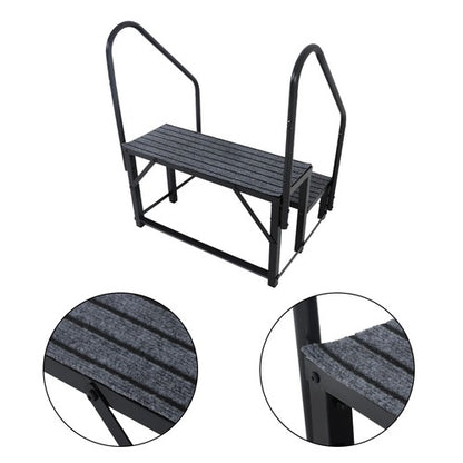Solid Spare 2 Step 660lbs RV Stairs Load Capacity Step Ladder Outdoor RV Steps (w/ Handrail)