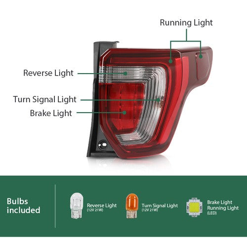 Solid Spare Tail Light Fit For 2016-2019 Ford Explorer Rear Brake Parking Lamp Right Side