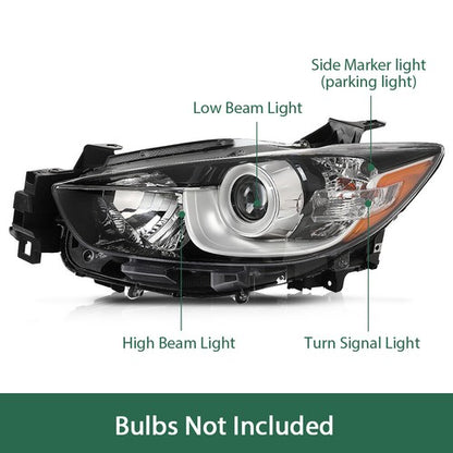 Solid Spare Halogen Projector Headlights Assembly Fit For 2013-2016 Mazda CX-5 Left Side