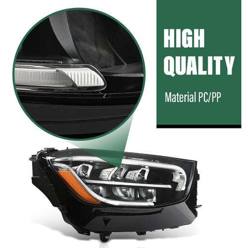 Solid Spare LED Headlights Fit For 20-22 Mercedes-Benz GLC-Class W/O Adaptive Left & Right