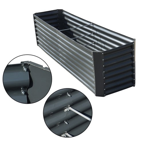 Solid Spare 8x2x2 Ft Metal Raised Garden Beds Metal Planter Box Easy Assembl