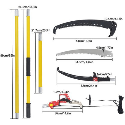 Solid Spare 30ft Tree Pruner Scissor Saw Adjustable Extension Branch Trimming Gardening New
