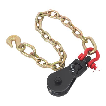 Solid Spare 2Ton 3" Sheave Snatch Block with Swivel Shackle for 3/8" Wire Rope 2ft G70 Chain