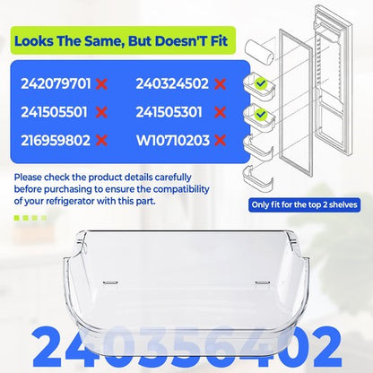 Solid Spare 2 Pack Refrigerator Top Door Bin Shelf For Frigidaire 240356402 AP2549958