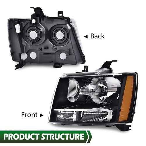 Solid Spare Headlight Lamp Left Driver Side Fit For 2007-2014 Chevy Avalanche Suburban Tahoe