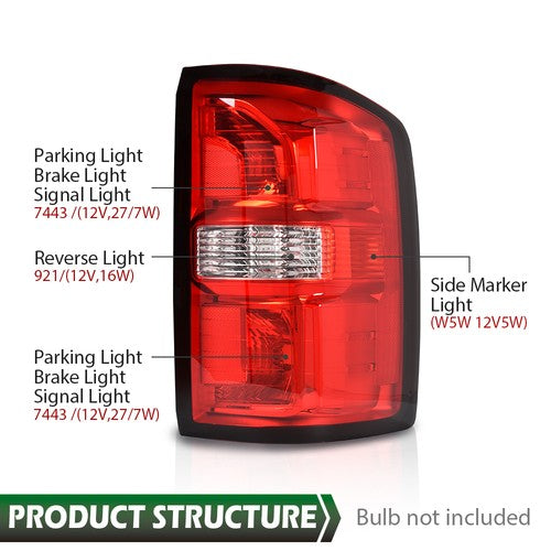 Solid Spare Rear Tail Light Passenger Side Fit For 2014-2018 GMC Sierra 1500 2500 3500 HD