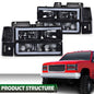 Solid Spare Fit For 88-93 Chevy C/K GMC Sierra Tahoe LED DRL Headlights Black/Smoked Lamps