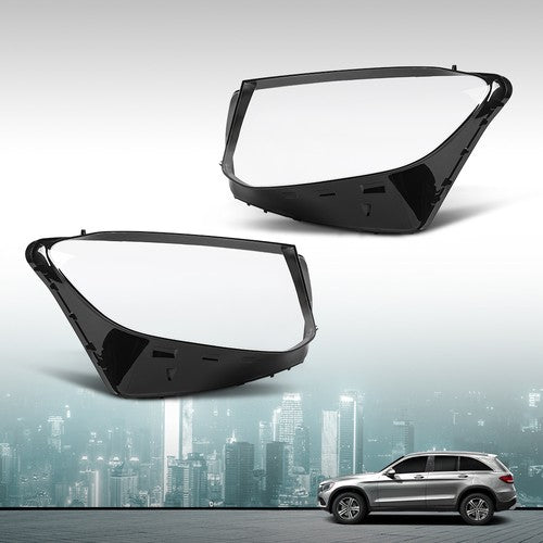 Solid Spare Fit For 2016-2019 Mercedes Benz GLC-Class W253 Headlight Replacement Lens LH RH