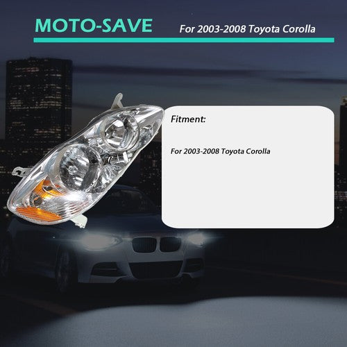 Solid Spare HeadLamps Headlights Fit For Toyota Corolla 2003-2008 Pair Left+Right Side